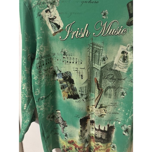 Christopher & Banks Women's Size L Irish Theme Cotton 3/4 Sleeve Cotton Shirt - Picture 11 of 15